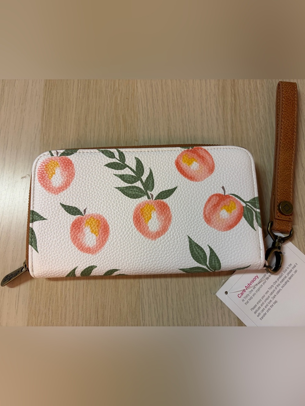 Thirty One All About the Benjamins Wallet in Peach Paradise Pebble and wristlet